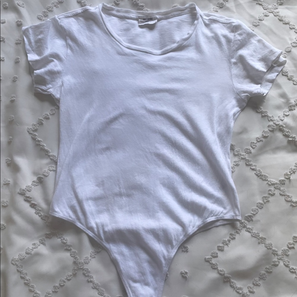 Re/Done slim tee body suit optic white